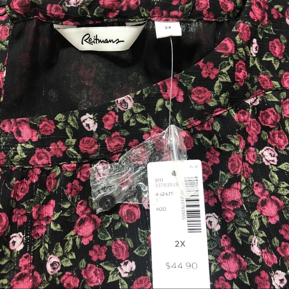 Reitmans | Floral Metallic Chiffon Blouse | 2X - Picture 10 of 16